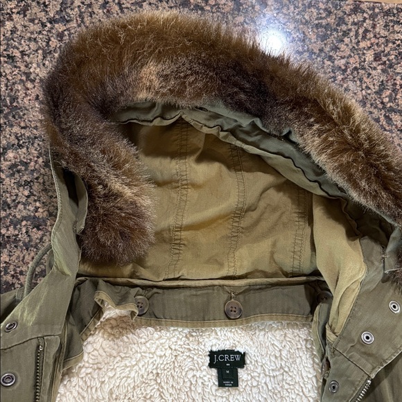 Women’s J.Crew Utility Jacket with removable fur trim and Sherpa lining MEDIUM - Picture 4 of 5